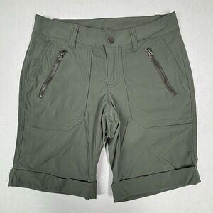 Athleta Shorts Womens 0 Green Trekkie Bermuda Cuffed Zip Pocket Rip‎ Stop EUC